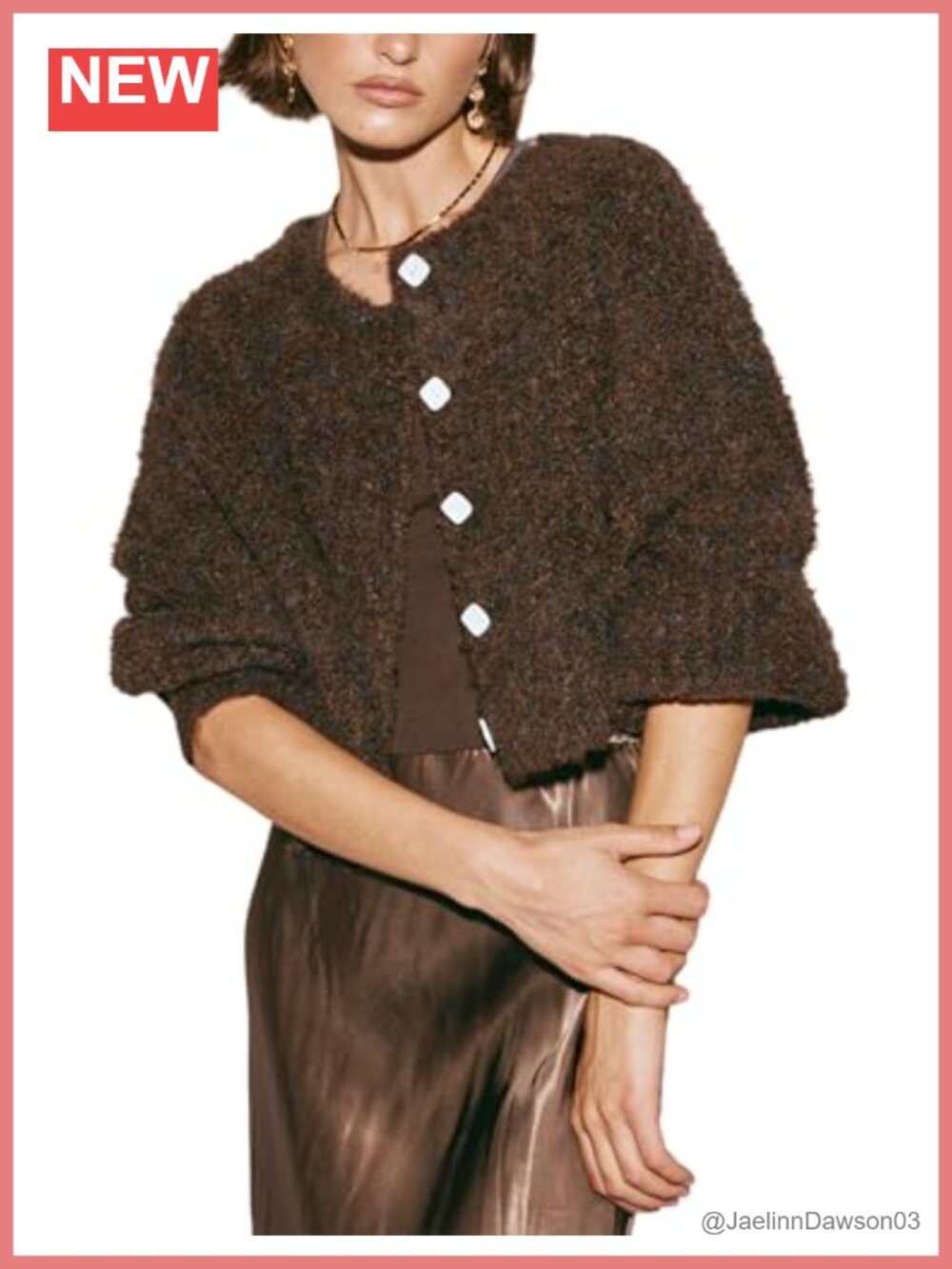 Women's Cropped Button Down Knit Cardigan Sweater Fluffy Long Sleeve